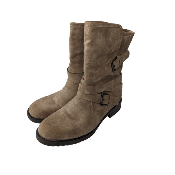 Just Fab Nereida Tan Beige Vegan Leather Booties Women's Size 9 - Picture 1 of 7